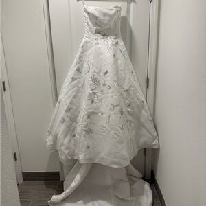 White Wedding Gown Size 6 – Silver Embroidery & Train